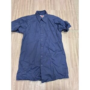 G&K Services Mens Short Sleeve Work Shirt Blue Cotton Durable Press Size S S